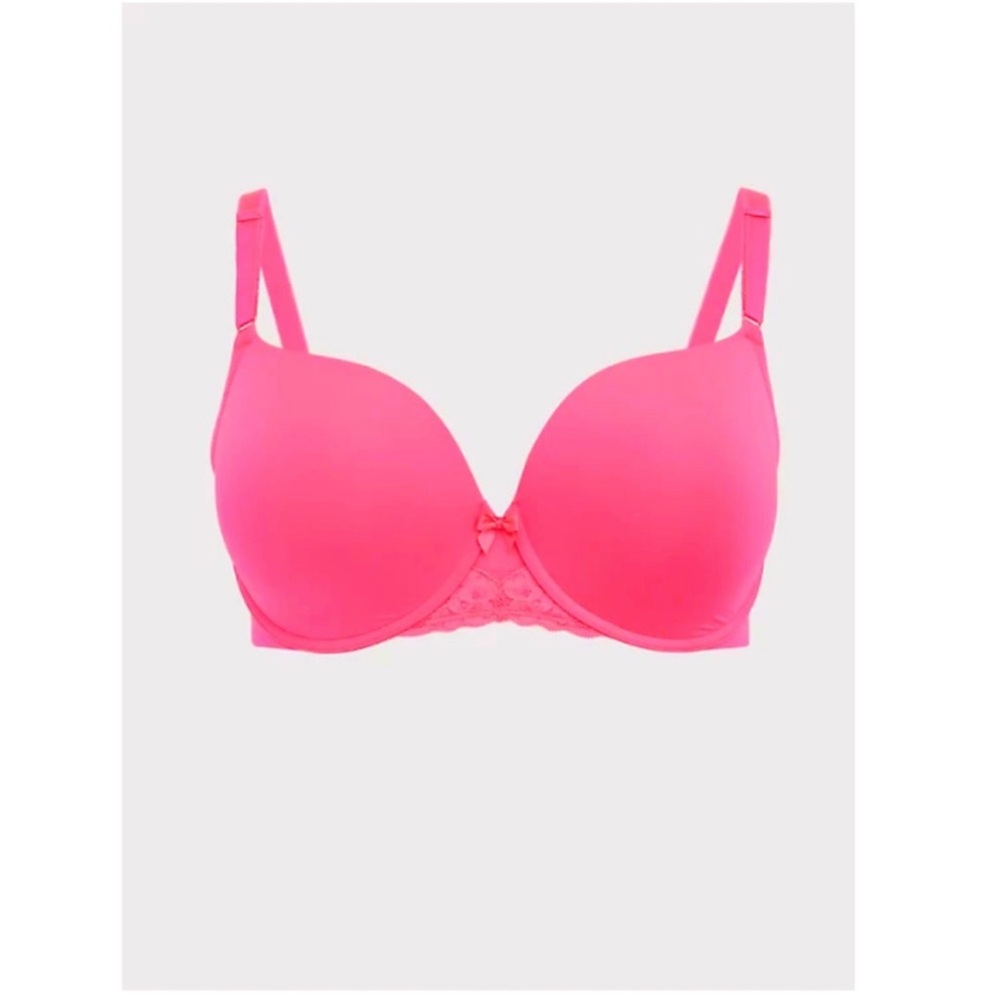 NWT Torrid 🔥HOT🔥Fluorescent Pink Micro 360 Push-Up T-Shirt Bra Plus Size 44DDD